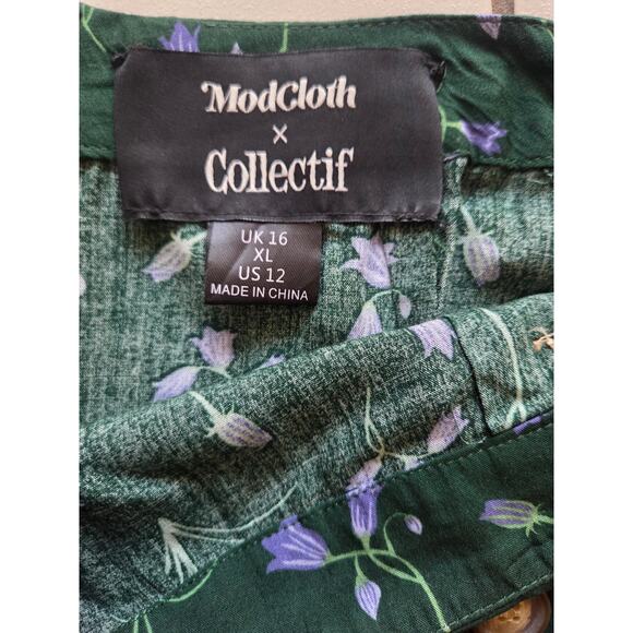 Modcloth X Collectif Blue Bell Julep Button Midi Skirt Size 12 - Picture 5 of 6